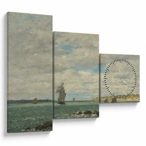 Kép - Eugène Boudin, Coast of Brittany, reprodukciók (órával) (V025182V9070C)