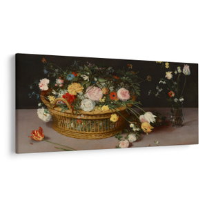Obraz - Jan Brueghel the Elder, Flowers in a Basket and a Vase, reprodukcia