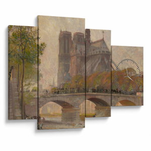 Obraz - Robert William Vonnoh, Notre Dame de Paris, reprodukce (s hodinami) (V025218V11075C)