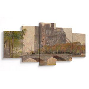 Obraz - Robert William Vonnoh, Notre Dame de Paris, reprodukce (s hodinami) (V025218V15080C)