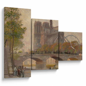 Obraz - Robert William Vonnoh, Notre Dame de Paris, reprodukce (s hodinami) (V025218V9070C)