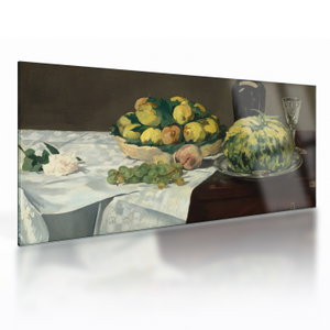 Glasschilderij - Edouard Manet, Still Life with Melon and Peaches, reproducties (V025256V10050GD)