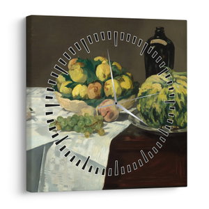 Schilderij - Edouard Manet, Still Life with Melon and Peaches, reproducties (met klok) (V025256V3030C)