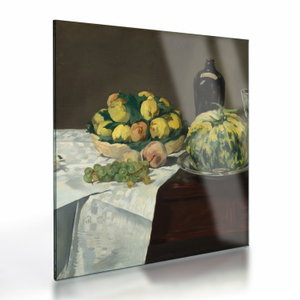 Glasschilderij - Edouard Manet, Still Life with Melon and Peaches, reproducties (V025256V3030GD)