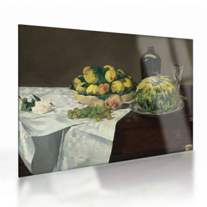 Glasschilderij - Edouard Manet, Still Life with Melon and Peaches, reproducties (V025256V7050GD)