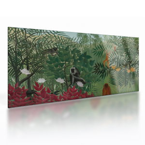 Tablou pe sticlă - Henri Rousseau, Tropical Forest with Monkeys, reproducere (V025282V10050GD)
