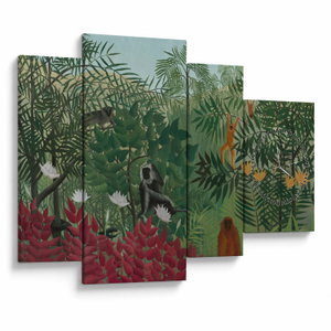 Tablou - Henri Rousseau, Tropical Forest with Monkeys, reproducere (cu ceas) (V025282V11075C)
