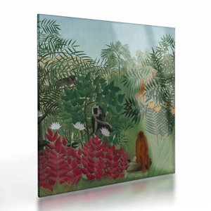 Tablou pe sticlă - Henri Rousseau, Tropical Forest with Monkeys, reproducere (V025282V4040GD)