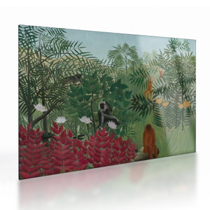 Tablou pe sticlă - Henri Rousseau, Tropical Forest with Monkeys, reproducere (V025282V7050GD)