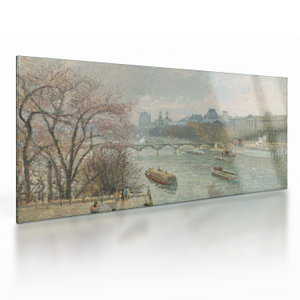 Tablou pe sticlă - Camille Pissarro, The Louvre, Afternoon, Rainy Weather, reproducere (V025283V10050GD)