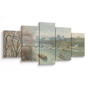 Tablou - Camille Pissarro, The Louvre, Afternoon, Rainy Weather, reproducere (cu ceas) (V025283V15080C)