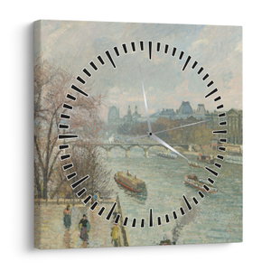 Tablou - Camille Pissarro, The Louvre, Afternoon, Rainy Weather, reproducere (cu ceas) (V025283V3030C)