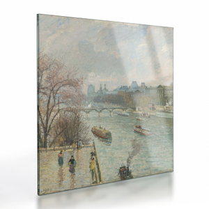 Tablou pe sticlă - Camille Pissarro, The Louvre, Afternoon, Rainy Weather, reproducere (V025283V4040GD)