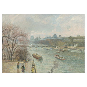 Tablou - Camille Pissarro, The Louvre, Afternoon, Rainy Weather, reproducere (6)