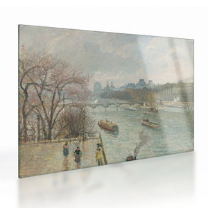 Tablou pe sticlă - Camille Pissarro, The Louvre, Afternoon, Rainy Weather, reproducere (V025283V7050GD)