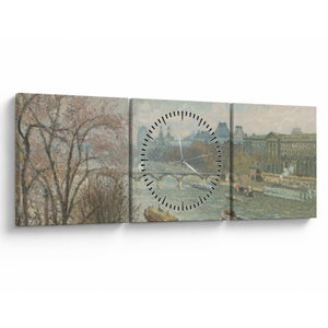 Tablou - Camille Pissarro, The Louvre, Afternoon, Rainy Weather, reproducere (cu ceas) (V025283V9030C)