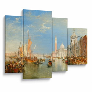 Obraz - Joseph Mallord William Turner, Venice the Dogana and San Giorgio Maggiore, reprodukce (s hodinami) (V025286V11075C)