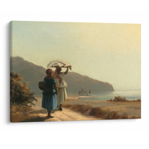 Bild auf Leinwand - Camille Pissarro, Two Women Chatting by the Sea, St. Thomas, Reproduktionen