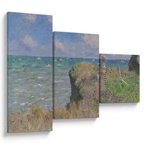 Obraz - Claude Monet, Cliff Walk at Pourville, reprodukce (s hodinami) (V025318V9070C)