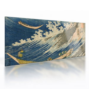 Skleněný obraz - Katsushika Hokusai, Fishing Boats at Choshi in Shimosa (Soshu Choshi), reprodukce (V025325V10050GD)