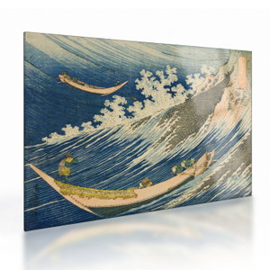 Skleněný obraz - Katsushika Hokusai, Fishing Boats at Choshi in Shimosa (Soshu Choshi), reprodukce (V025325V7050GD)