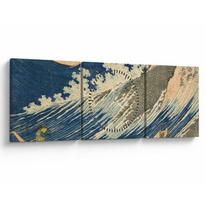 Obraz - Katsushika Hokusai, Fishing Boats at Choshi in Shimosa (Soshu Choshi), reprodukce (s hodinami) (V025325V9030C)