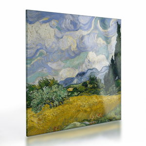 Skleněný obraz - Vincent van Gogh, Wheat Field with Cypresses, reprodukce (V025338V4040GD)