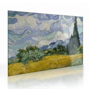 Skleněný obraz - Vincent van Gogh, Wheat Field with Cypresses, reprodukce (V025338V7050GD)