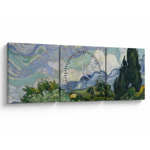 Obraz - Vincent van Gogh, Wheat Field with Cypresses, reprodukce (s hodinami) (V025338V9030C)
