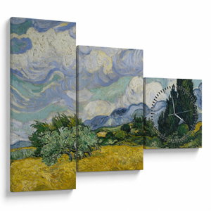 Obraz - Vincent van Gogh, Wheat Field with Cypresses, reprodukce (s hodinami) (V025338V9070C)