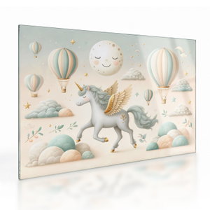 Skleněný obraz - Šťastný jednorožec (V025407V7050GD)