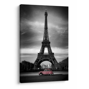 Bild auf Leinwand - Rosa Auto in Paris