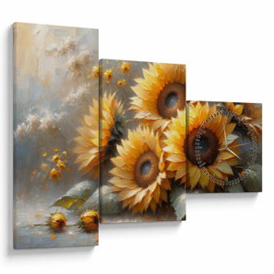 Schilderij - Zonnebloemen schilderij (met klok) (V025598V9070C)