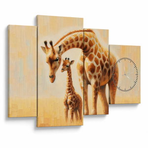 Schilderij - Giraffen (met klok) (V025843V11075C)