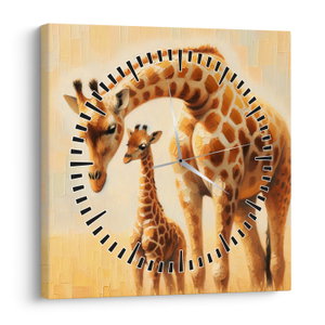 Schilderij - Giraffen (met klok) (V025843V3030C)