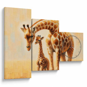 Schilderij - Giraffen (met klok) (V025843V9070C)