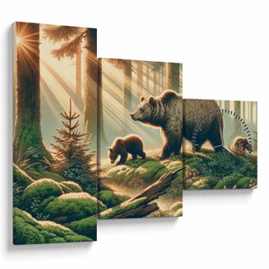 Obraz - Medvědi v lese (s hodinami) (V025854V9070C)