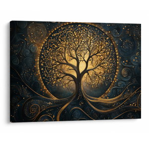 Schilderij – Boom met gouden aura