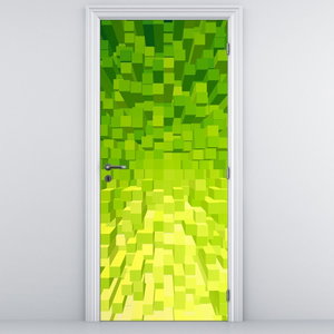 Türtapete - Gelb-grüne Würfel