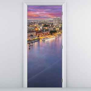 Foto tapeta za vrata - Noćni grad Bratislava s rijekom
