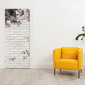 Deursticker - Muur met bos bloemen (3)