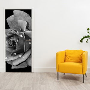 Deursticker - Roos, zwart-wit (3)