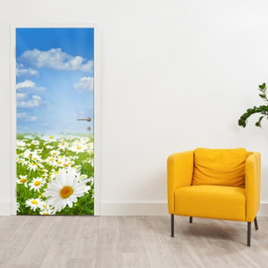 Fototapeta na dvere - Rozkvitnutá lúka s margarétami (3)