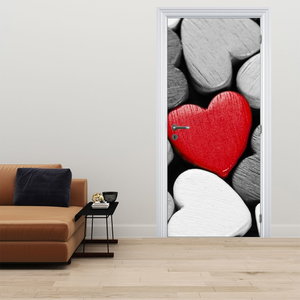 Deursticker - Houten hartjes (2)