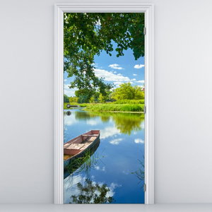 Türtapete - Fluss mit Boot im Sommer