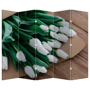 Raumteiler - Strauß weißer Tulpen