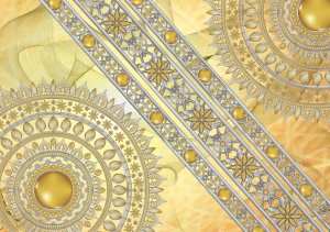 Fototapeta - Mandala ve zlatě - uhlopříčně