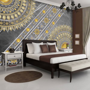Fototapeta - Mandala ve stříbru - uhlopříčně