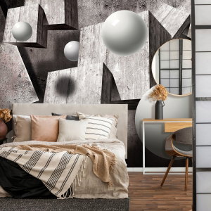 Fototapet - Elemente 3D geometrice gri