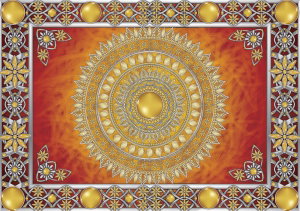 Fototapeta - Zlatá a červená Mandala